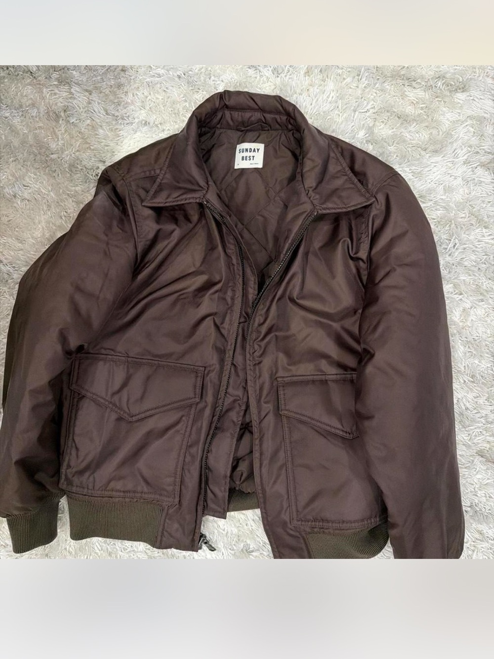 Aritzia Sunday Best Chocolate Brown Bomber Jacket size XS